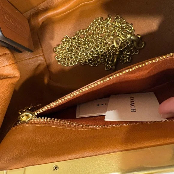 Coach Kisslock Frame Bag 16 Crystal Signature Jacquard CCC53 NWT