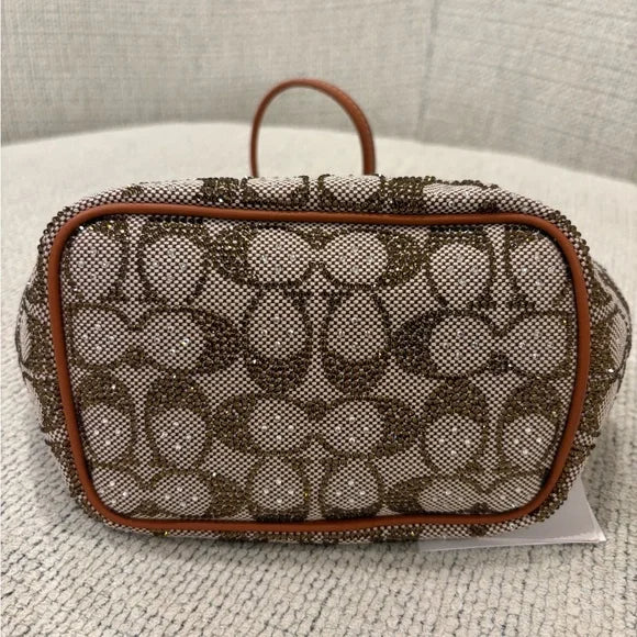 Coach Kisslock Frame Bag 16 Crystal Signature Jacquard CCC53 NWT