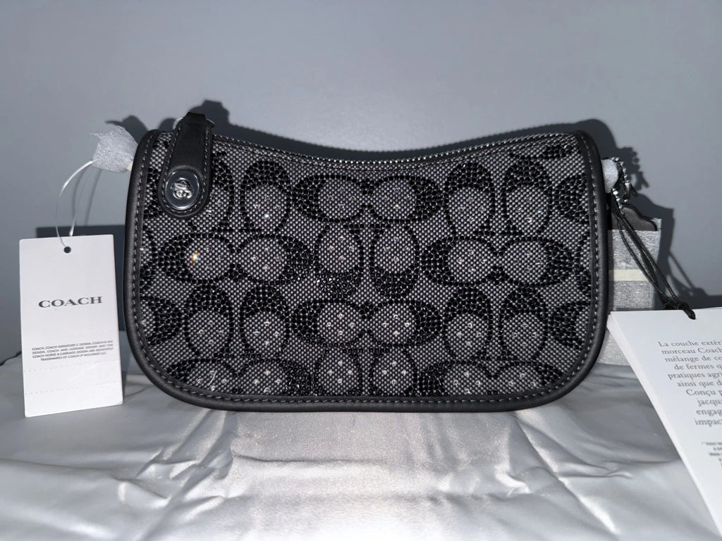 NWT Sealed Coach Swinger 20 Bag | Crystal Signature Jacquard Black | CW568 New