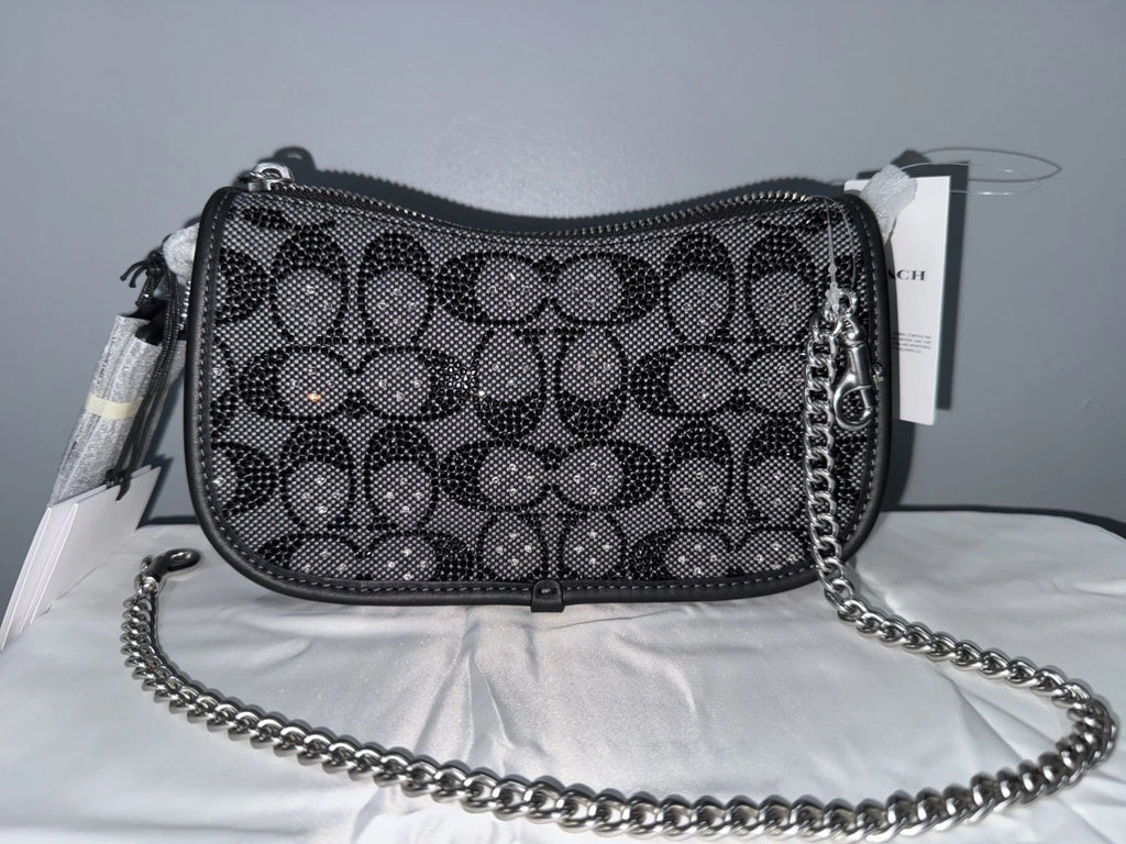 NWT Sealed Coach Swinger 20 Bag | Crystal Signature Jacquard Black | CW568 New