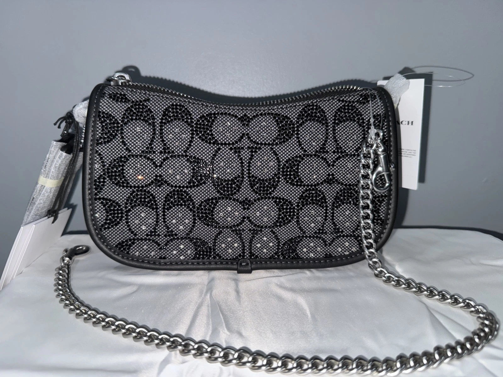 NWT Sealed Coach Swinger 20 Bag | Crystal Signature Jacquard Black | CW568 New
